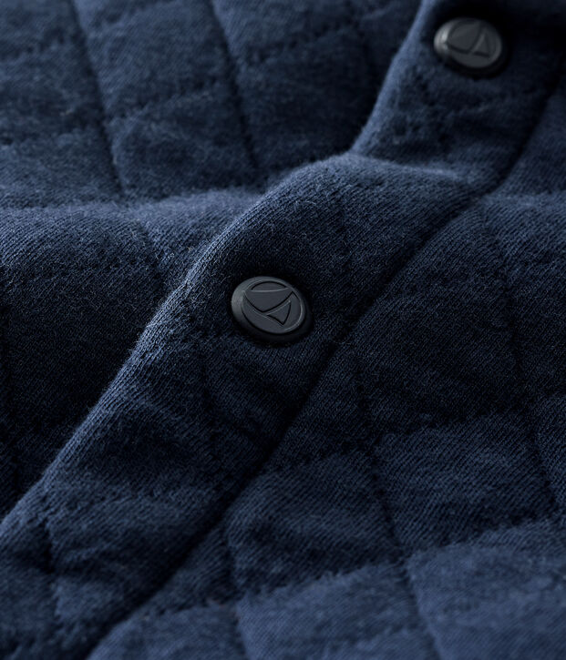 Cardigan b&eacute;b&eacute; gar&ccedil;on en tubique matelass&eacute; bleu marine