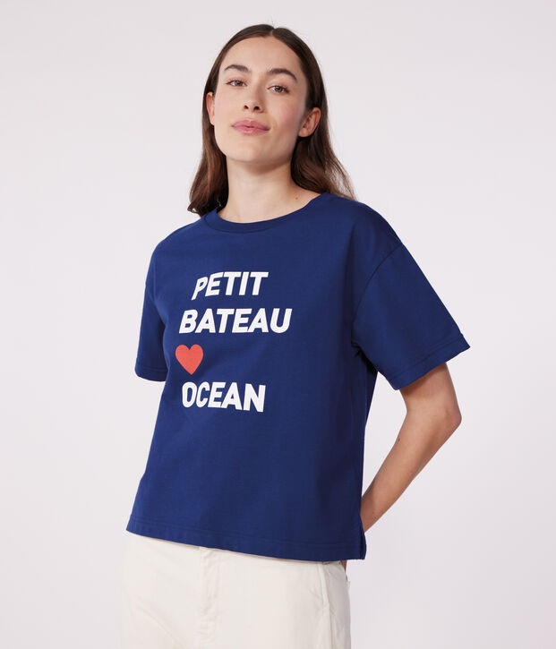Tee-shirt Femme Le Boxy en coton bleu fonc&eacute;