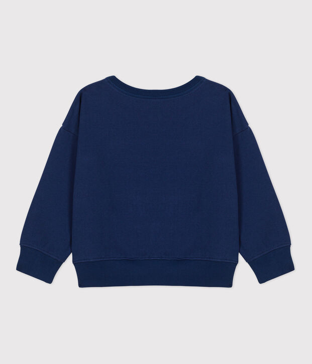 Sweatshirt en molleton enfant fille / gar&ccedil;on bleu fonc&eacute;