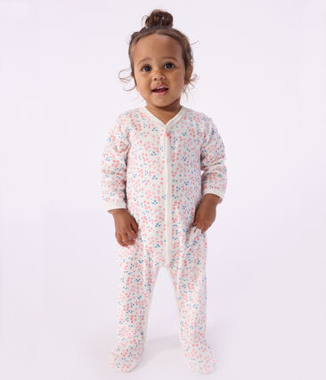 Pyjama bébé en velours imprimé fleuri