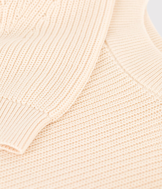Pull en c&ocirc;te anglaise en coton Femme &eacute;cru