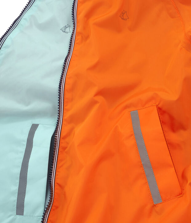 Coupe-vent r&eacute;versible enfant mixte orange/bleu