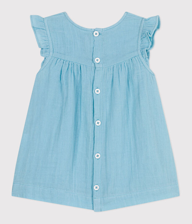 Robe b&eacute;b&eacute; en coton sans manches unie bleu