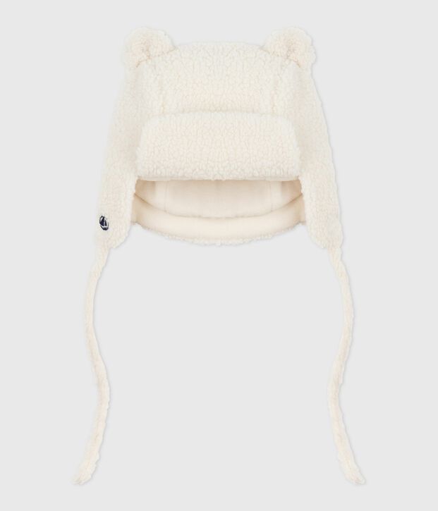Chapka b&eacute;b&eacute; en fausse fourrure doubl&eacute;e sherpa blanc cass&eacute;