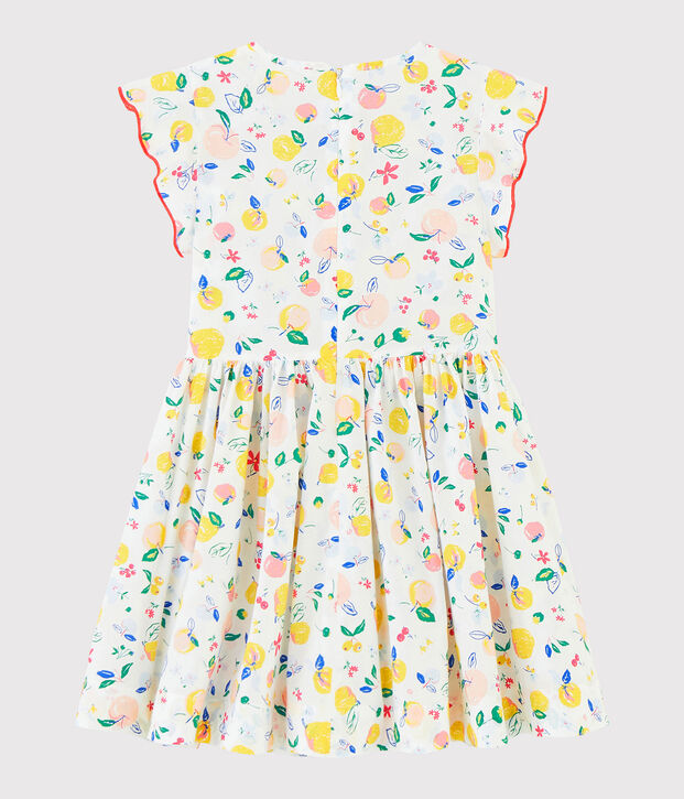Robe manches courtes en popeline enfant fille blanc/multicouleur