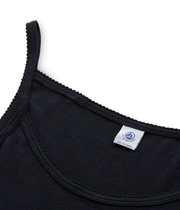 Chemise &agrave; bretelles femme coton/laine/soie noir