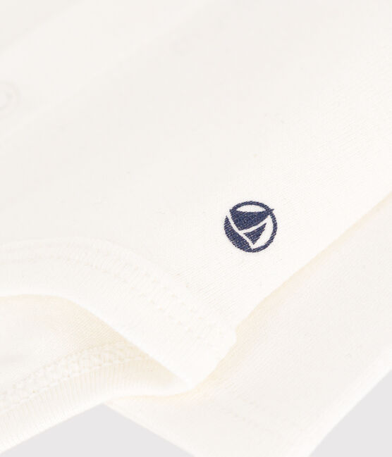 Body manches longues à col en coton bébé blanc MARSHMALLOW