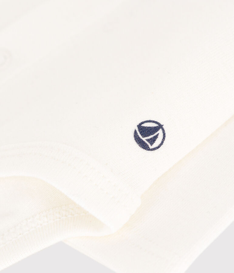 Body manches longues &agrave; col en coton b&eacute;b&eacute; blanc MARSHMALLOW