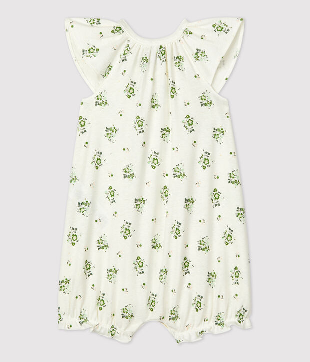 Combicourt b&eacute;b&eacute; imprim&eacute; v&eacute;g&eacute;tal en lin et coton blanc/multicouleur