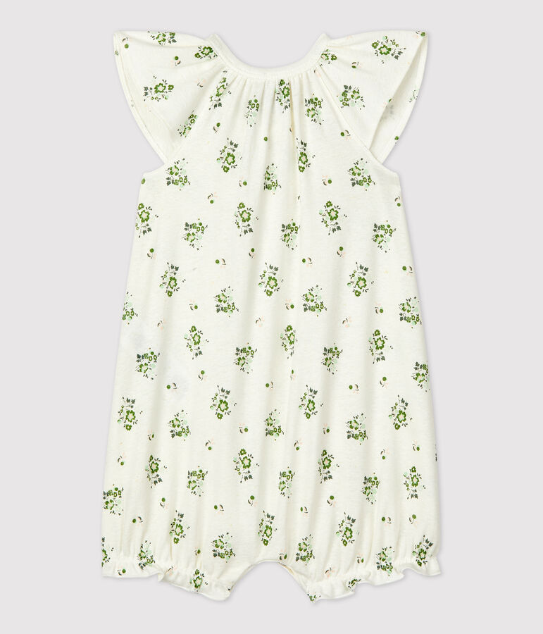 Combicourt b&eacute;b&eacute; imprim&eacute; v&eacute;g&eacute;tal en lin et coton blanc MARSHMALLOW/blanc MULTICO