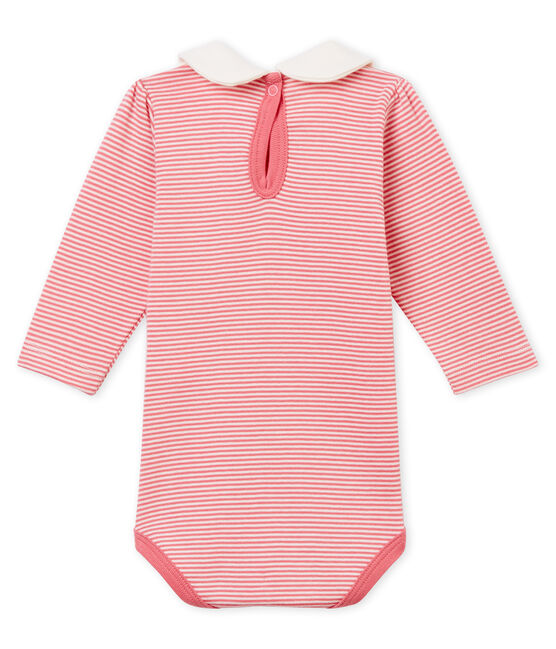 Body col Claudine rayure milleraies bébé fille rose CHEEK/blanc MARSHMALLOW