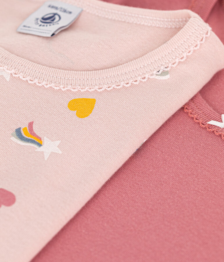 Lot de 2 tee-shirts &agrave; manches longues c&oelig;ur en coton enfant multicouleur