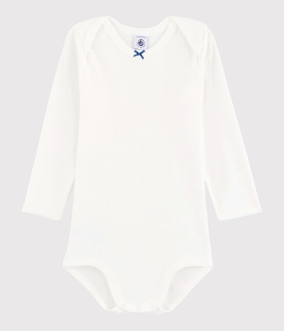 Body manches longues bébé fille blanc MARSHMALLOW/bleu ACIER