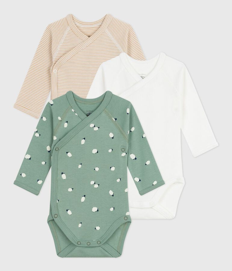 Lot de bodies crois&eacute;s manches longues en coton imprim&eacute; b&eacute;b&eacute; multicouleur