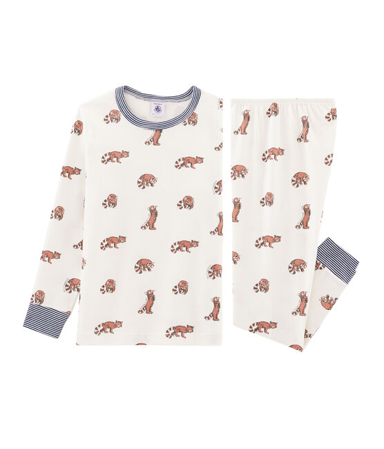 Pyjama petit garçon en côte blanc MARSHMALLOW/blanc MULTICO