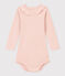 Body manches longues à collerette en coton bébé rose SALINE