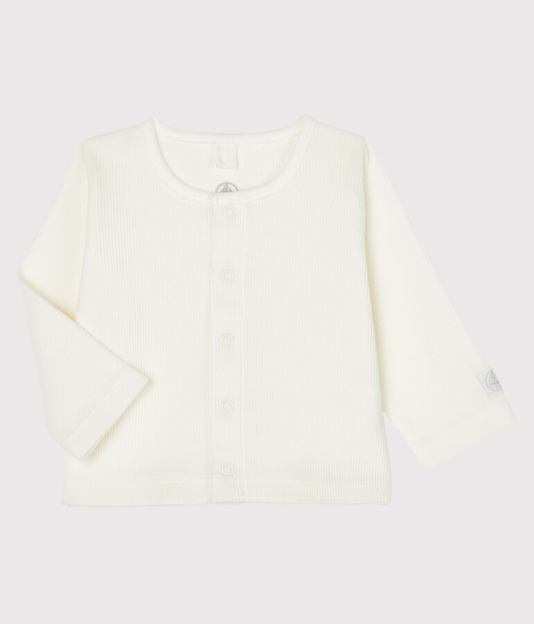 Cardigan b&eacute;b&eacute; en c&ocirc;te 2x2 blanc