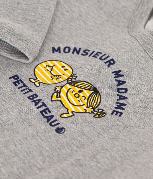 Sweatshirt Monsieur Madame en molleton b&eacute;b&eacute; gris