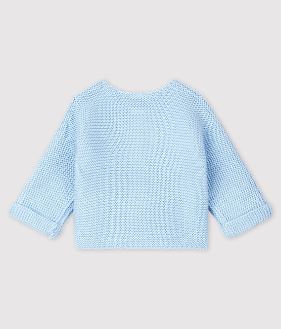 Cardigan en tricot de coton biologique bébé bleu TOUDOU