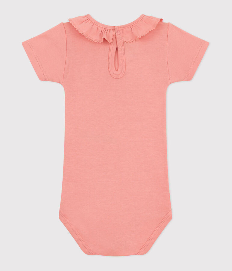 Body &agrave; manches courtes b&eacute;b&eacute; en coton uni orange ABRICOT