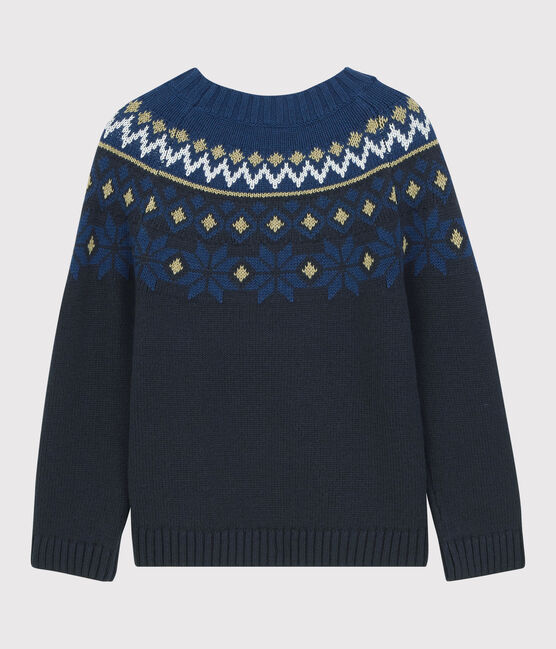 Pull laine et coton enfant garçon bleu SMOKING/blanc MULTICO