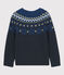 Pull laine et coton enfant garçon bleu SMOKING/blanc MULTICO