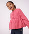 Blouse enfant en coton manches longues &agrave; rayures rose/rose