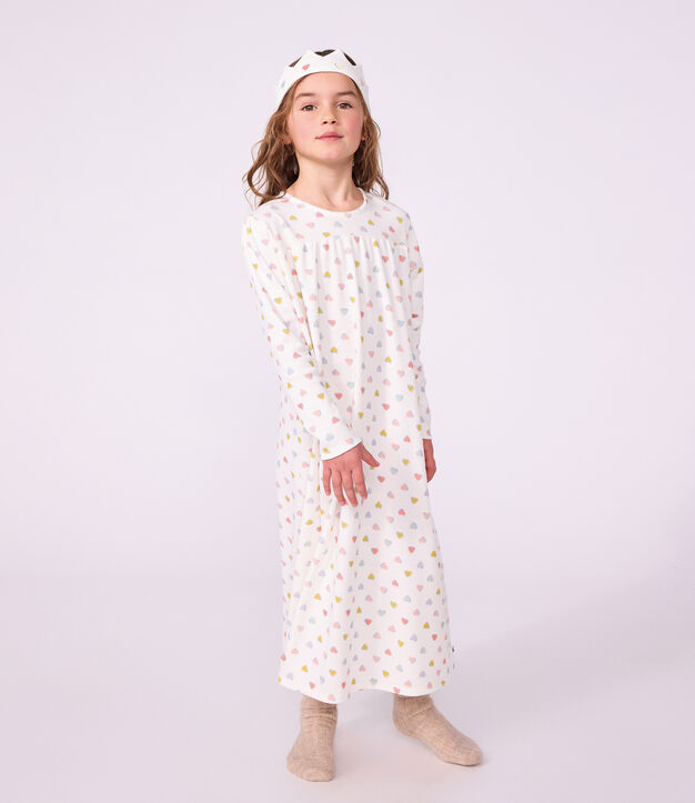 Chemise de nuit d&eacute;guisement princesse et diad&egrave;me enfant en coton blanc/multicouleur