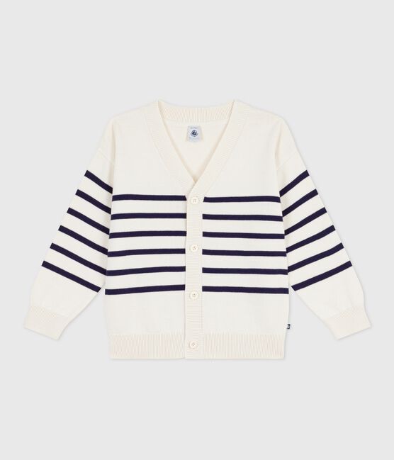 Cardigan enfant en coton rayé bleu MILK/ SOIR