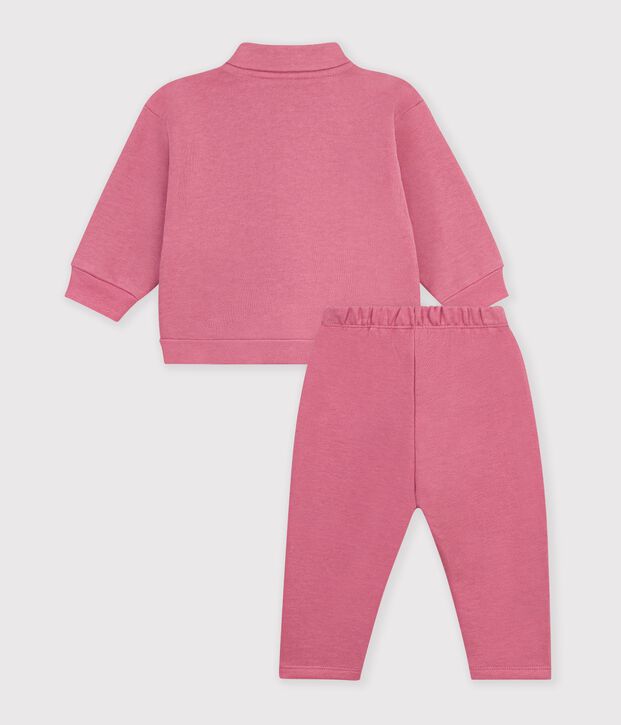 Ensemble sweatshirt et pantalon b&eacute;b&eacute; en coton uni rose