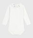 Body bébé en coton à col brodé, uni