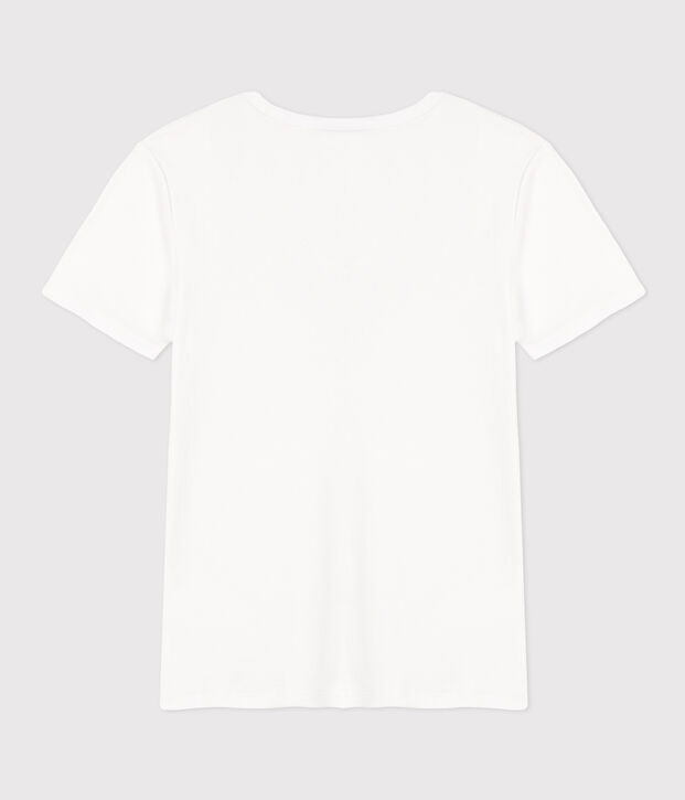 T-shirt &agrave; manches courtes femme en coton uni blanc