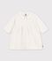Robe b&eacute;b&eacute; &agrave; col en tricot uni blanc