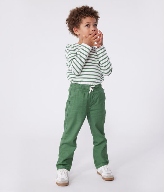 Pantalon enfant en coton vert PALMERAIE