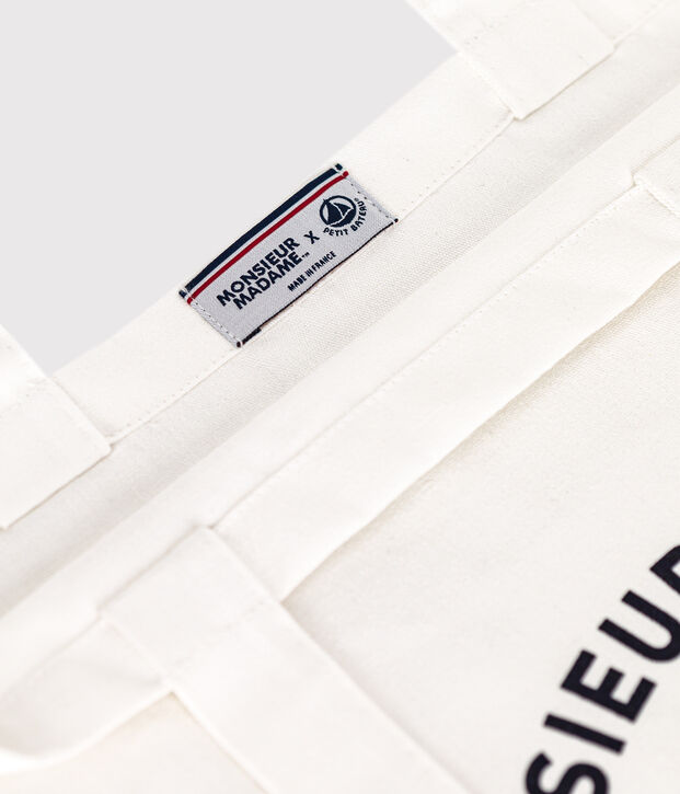 Tote bag Monsieur Madame en coton blanc