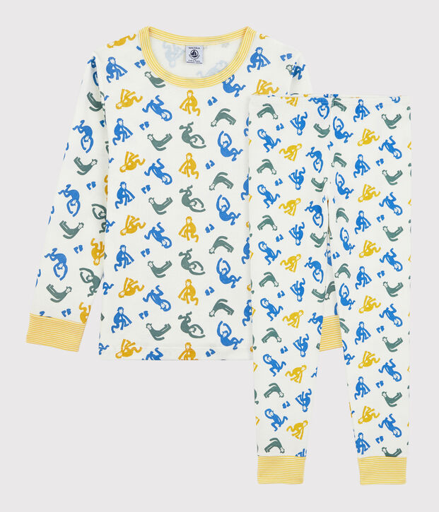 Pyjama singes phosphorescents petit gar&ccedil;on en coton blanc/multicouleur