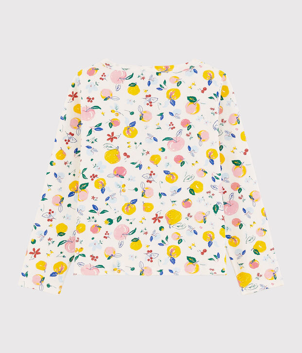 Cardigan en coton enfant fille blanc/multicouleur