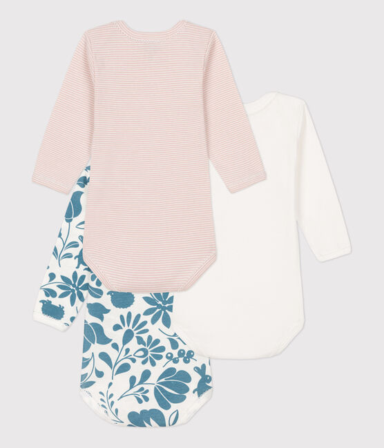 Lot de 3 bodies manches longues fleur bébé en coton variante 1