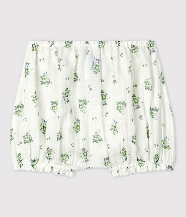 Culotte bloomer en gaze de coton bio b&eacute;b&eacute; blanc/multicouleur