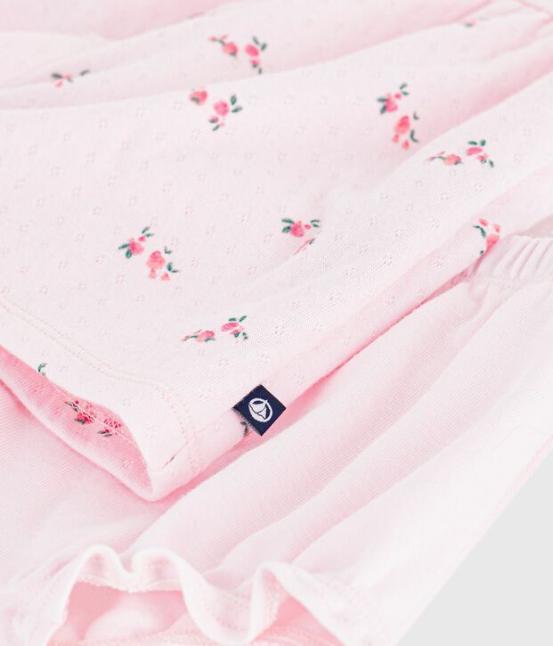 Robe b&eacute;b&eacute; en coton imprim&eacute; fleurs avec son bloomer rose/multicouleur