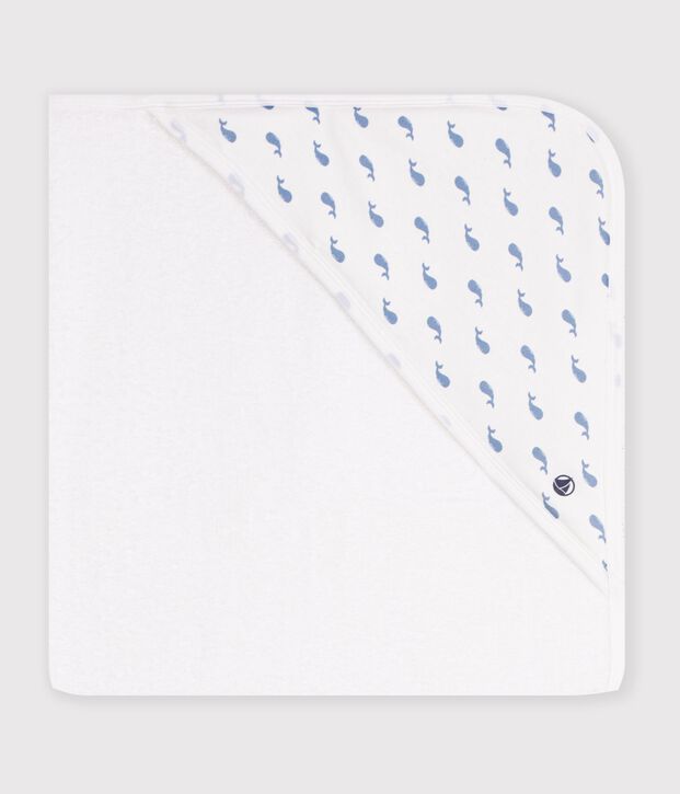 Carr&eacute; de bain b&eacute;b&eacute; en coton bleu/bleu