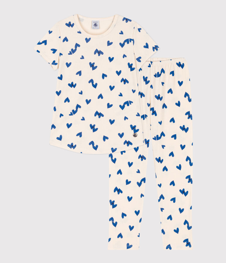 Pyjama manches courtes petite fille en coton blanc AVALANCHE/ MULTICO