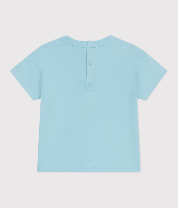 T-shirt b&eacute;b&eacute; en coton &agrave; manches courtes uni bleu
