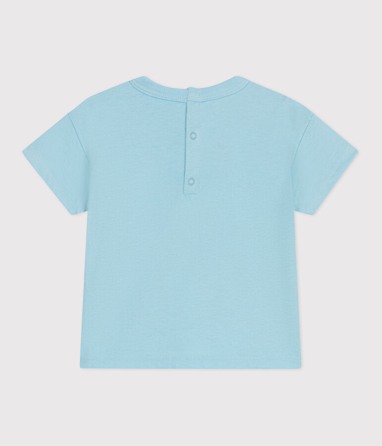T-shirt b&eacute;b&eacute; en coton &agrave; manches courtes uni bleu AQUATIC