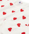 Pyjama cœur fille - garçon en côte blanc MARSHMALLOW/rouge TERKUIT