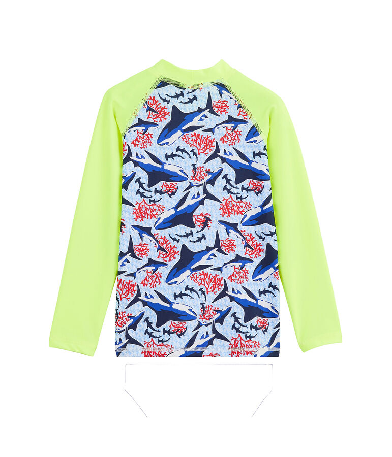 Tee shirt anti-UV UPF 50+ &eacute;coresponsable enfant gar&ccedil;on blanc MARSHMALLOW/blanc MULTICO