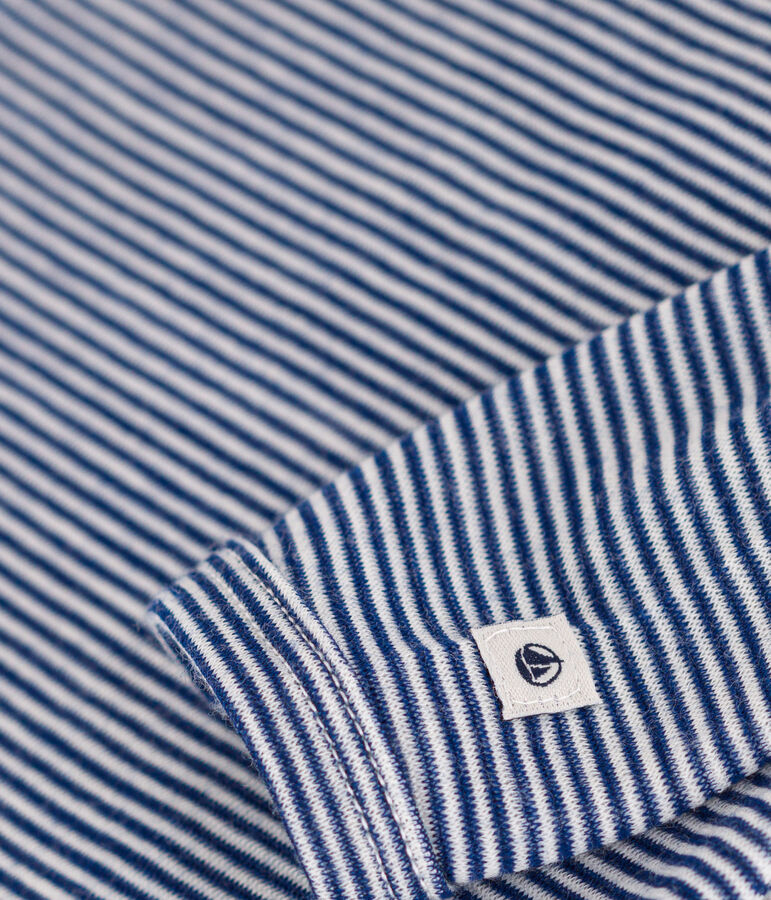 BODY MANCHES LONGUES &Agrave; RAYURES B&Eacute;B&Eacute; EN LAINE ET COTON bleu MEDIEVAL/blanc MARSHMALLOW