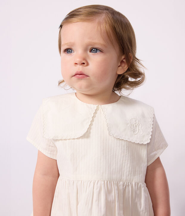 Robe b&eacute;b&eacute; en coton manches courtes et son bloomer blanc