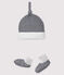 Lot bonnet naissance et chaussons à rayures bébé en tubique variante 1
