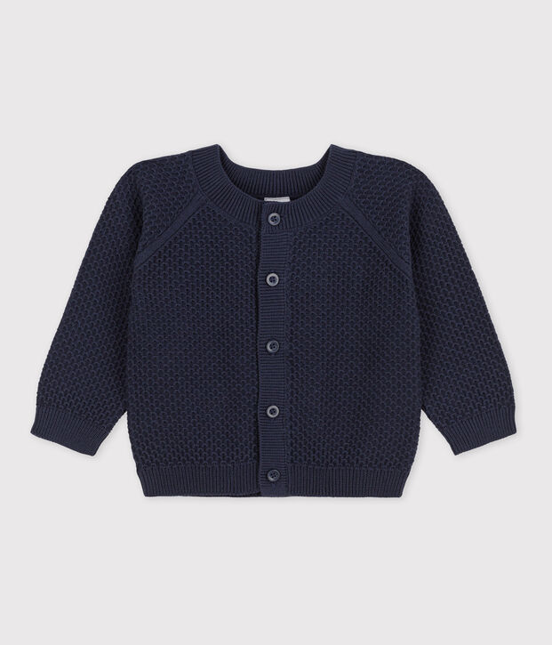 Cardigan b&eacute;b&eacute; en tricot en coton bleu marine